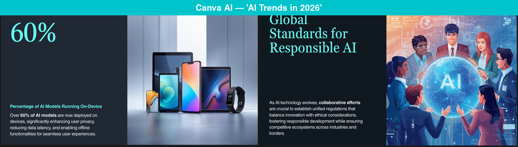 Canva AI content slides showing generic text like 'unprecedented growth and rapid adoption across sectors' and unsourced statistics with no citations or concrete examples